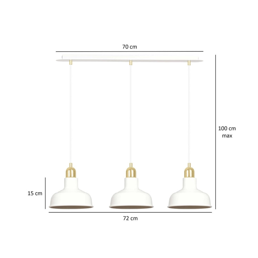 Lampada a sospensione IBOR in acciaio bianco e oro
