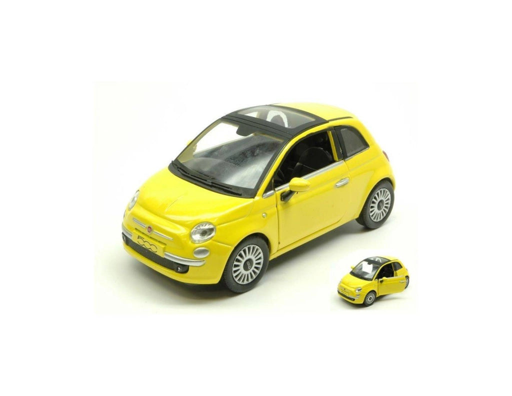 Fiat Nuova 500 , Veicolo scala 1:24 Colore giallo, Newray, Eta 5+