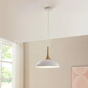 Lampadario a Sospensione Blairgowrie con Paralume Semisferico in Metallo - Bianco / Ottone lux.pro