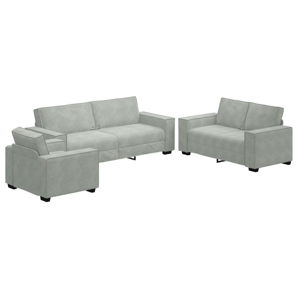 Set di divani con cuscino 3 pcs Grigio 220 x 78 x 84 cm Velluto 3324618