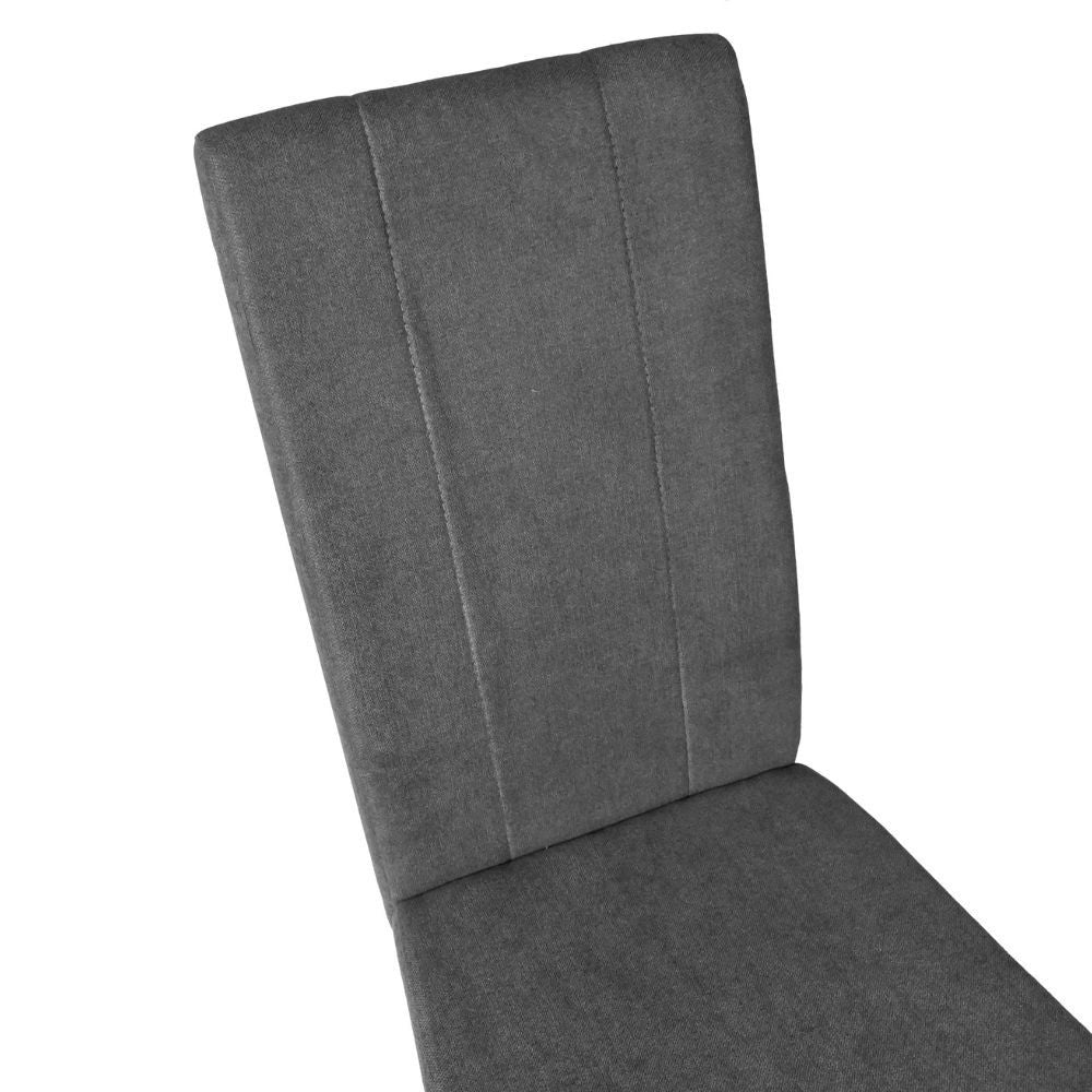 Set 2 Sedie imbottite struttura in legno e tessuto grigio con cuciture verticali Tom