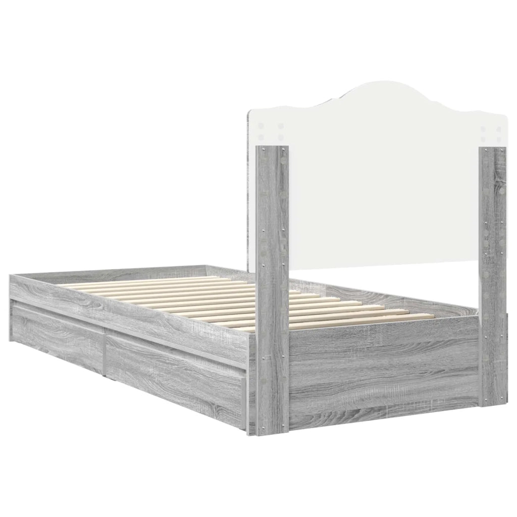 Letto con Contenitore con testiera Grigio Sonoma 100 x 200 cm 3413539