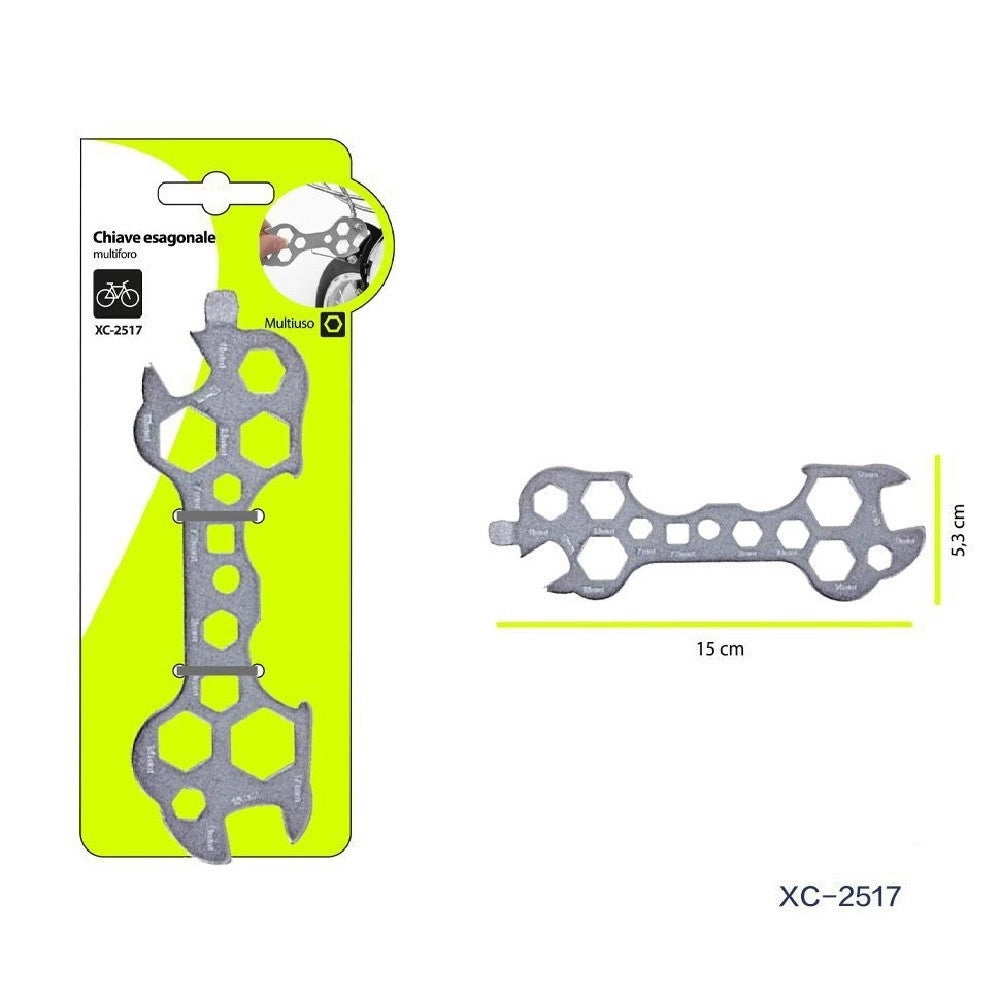 Trade Shop - Chiave Esagonale Piatta Multiforo Utensili Di Riparazione Multiuso Bici Xc-2517 -