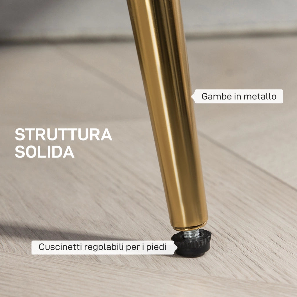 Divanetto 2 Posti in Stile Industrial Chic in Tessuto Effetto Velluto e Metallo, 130x77x77 cm, Rosa