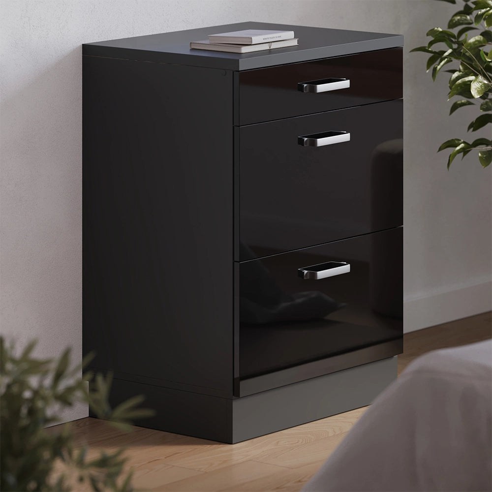Mobile per mansarda Rion Nero lucido/Antracite 60 x 83.8 cm senza inclinazione con 3 cassetti Vicco