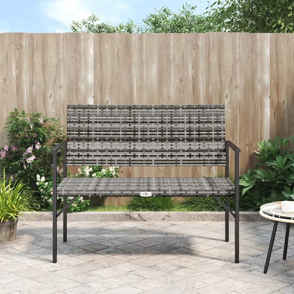 Panca da Giardino a 2 Posti-Sgabello-Panca da esterno in Polyrattan Grigio