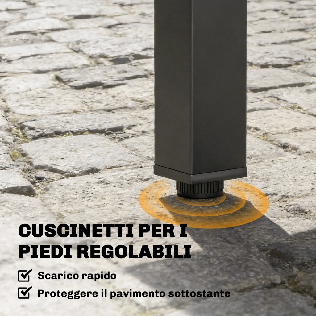 Tavolo da pranzo allungabile per giardino ¨C zephmum ¨C alluminio e acciaio, nero, 80/160x80 cm
