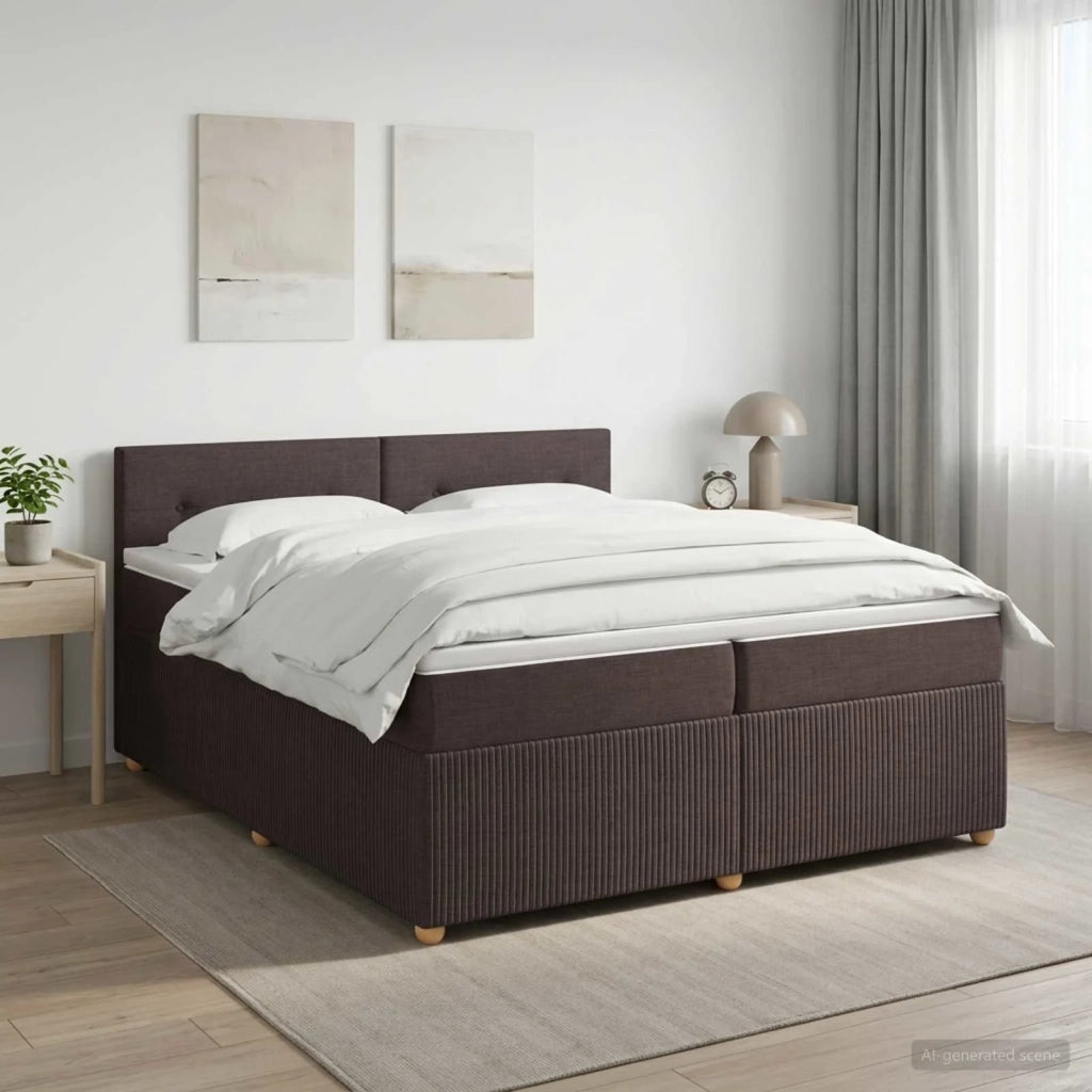 Letto box spring con materasso Marrone Scuro 200 x 200 cm 3451548
