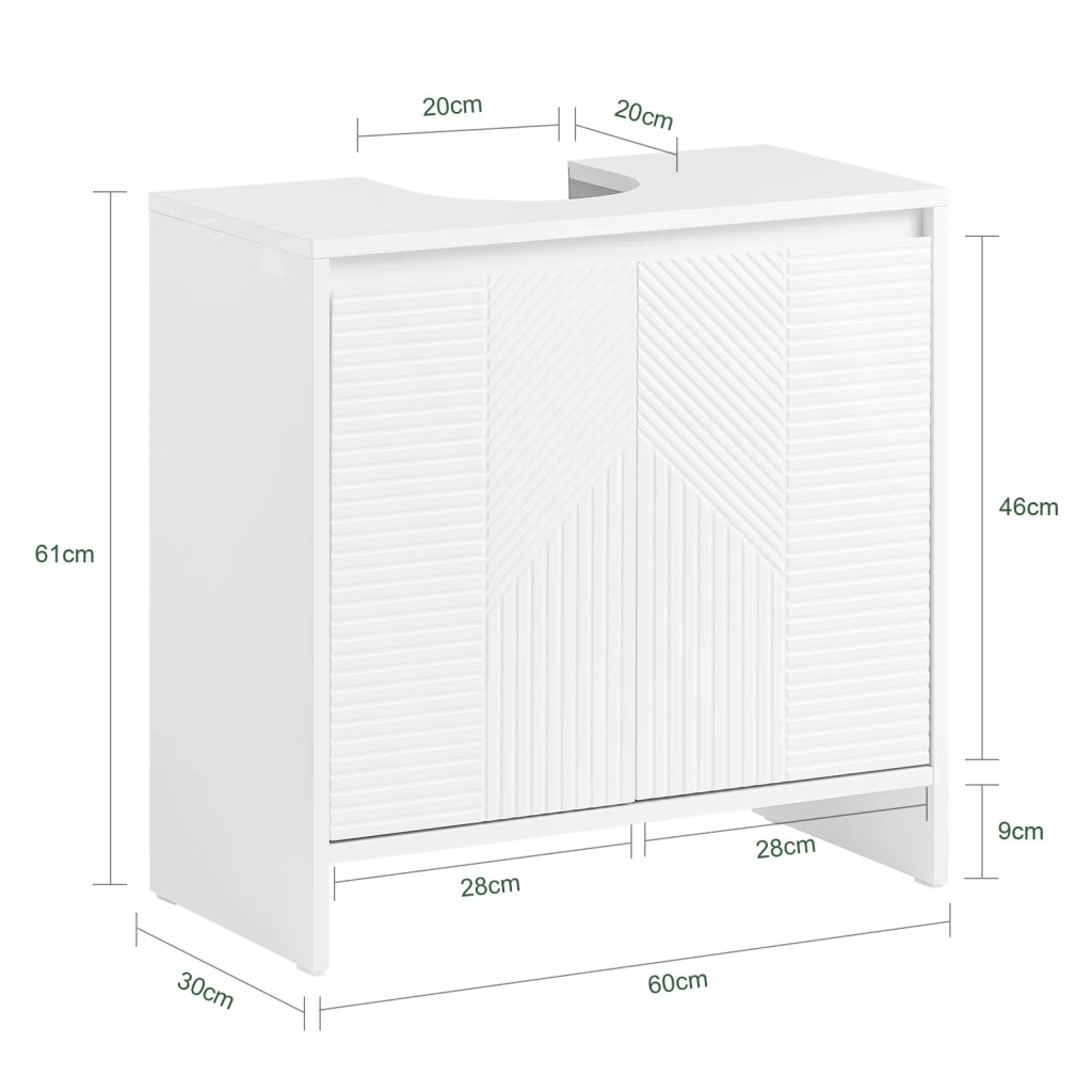Mobile sottolavabo Mobile bagno con 2 ante e 2 ripiani Armadietto bagno L60 x P30 x A61 cm Bianco BZR157-W