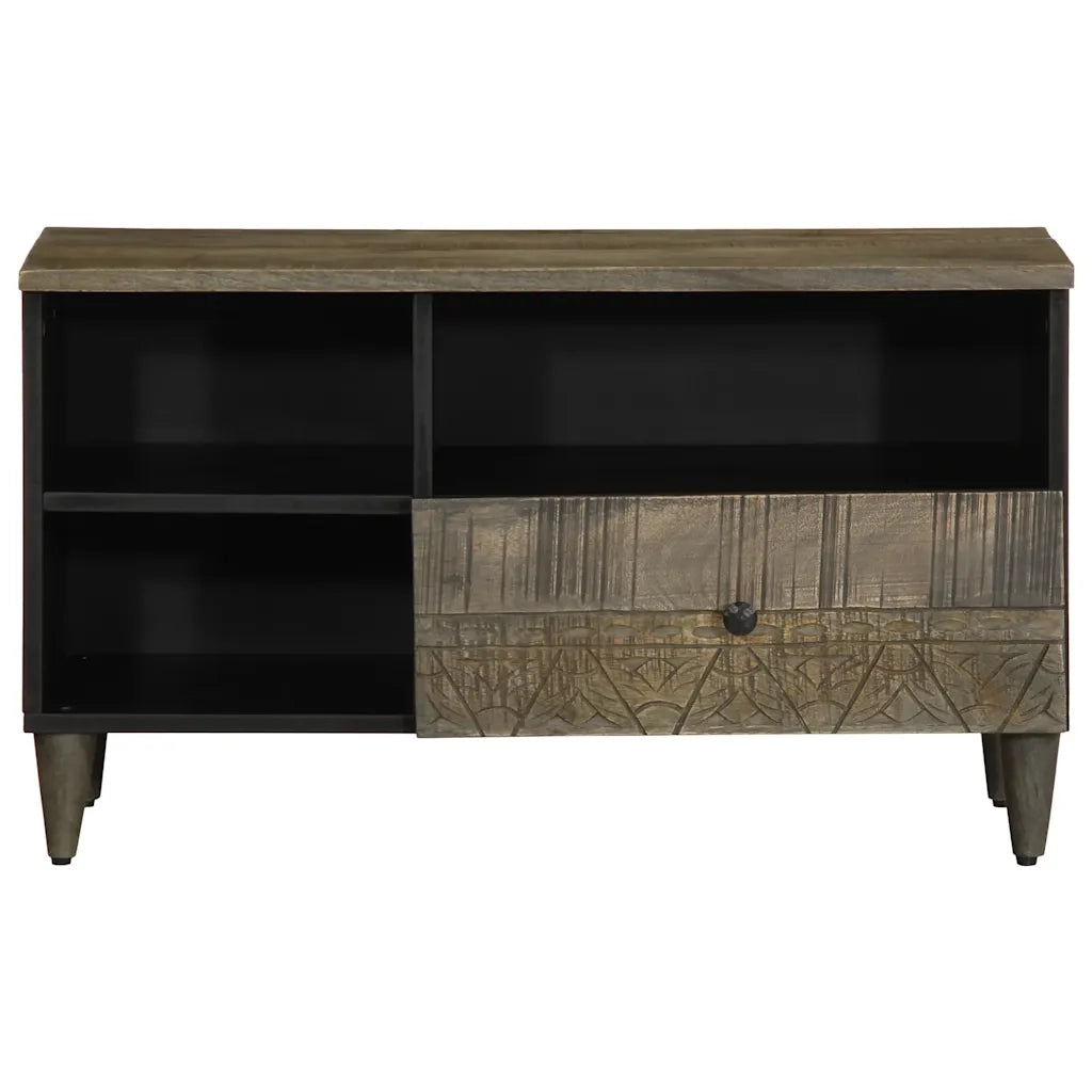 Mobile Porta TV Nero 80x33x46 cm in Legno Massello di Mango 4017809
