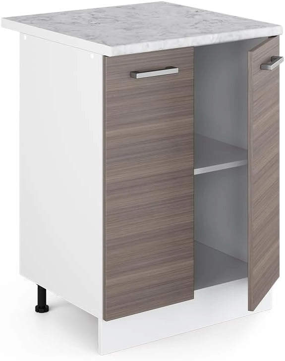 Mobiletto base cucina R-Line, Grigio nobile, 60 cm, PL Marmo, per la libera combinazione all'interno di sistemi cucina modulari
