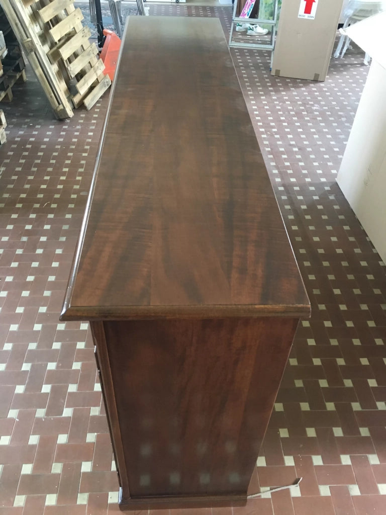 Madia credenza arte povera in legno 4 porte tinta noce l.205 p.49 h.113 - Mobili 2G