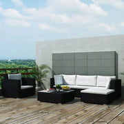 Set Divani da Giardino 6 pz con Cuscini in Polyrattan Nero 41874
