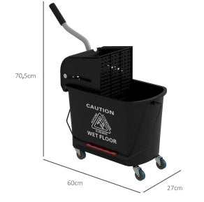 Carrello lavapavimenti ULEVR 20 L con strizzatore, doppio scomparto e 4 ruote, nero