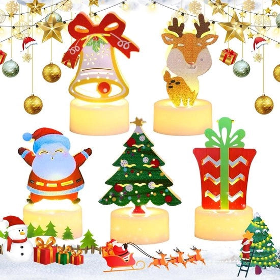 Decorative LED candele per illuminazione natalizia per interni - candele a LED senza fiamma - alimentate da batterie - lampade da tavolo per Natale - decorazione per tavola da pranzo - illuminazione festiva