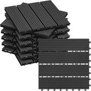 WOLTU Piastrelle per Pavimenti da Esterno Balcone/Giardino/Terrazza Pavimentazione ad Incastro in WPC, Legno Composito, con 11 Pannelli da 30x30 cm Antracite