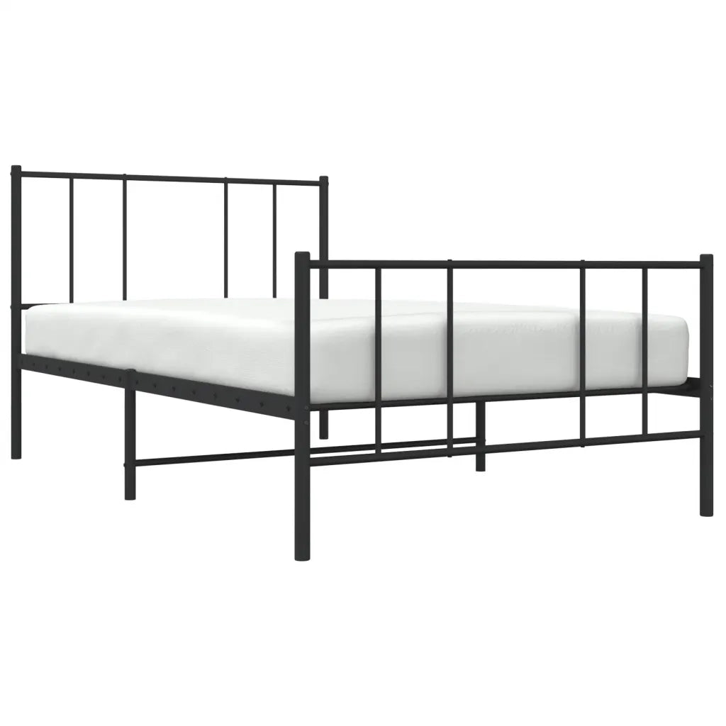 Giroletto con Testiera e Pediera Metallo Nero 100x200 cm 352493