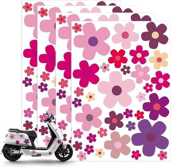 Set di adesivi 4 pezzi, 140 fiori estate viola, adesivi per bicicletta, decorazione auto e casa.