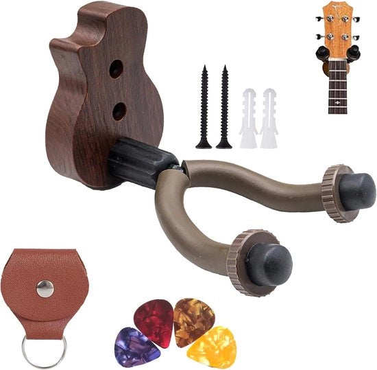Sostegno per Chitarra da Parete con Standard Chitarristico a Forma - Incluso Pletrum in Celuloide & Viti di Montaggio