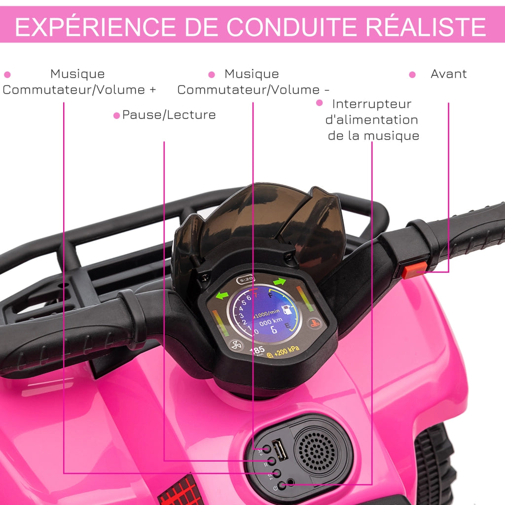 Quad Elettrico per Bambini ¨C zephmum ¨C Rosa 18-36 Mesi