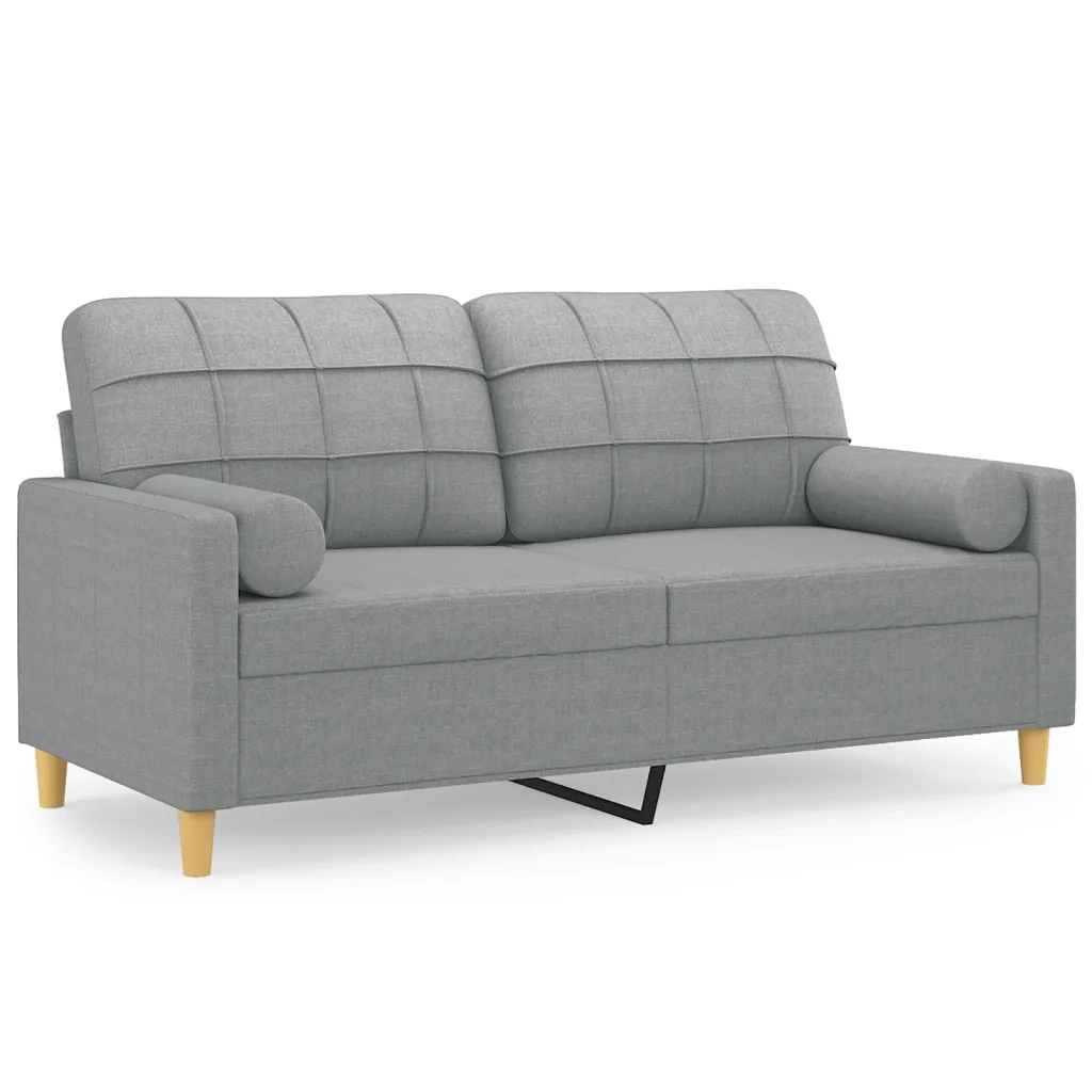 Divano a 2 Posti con Cuscini-Sofa 2 Posti con Cuscini Grigio Chiaro 140 cm in Tessuto 778434