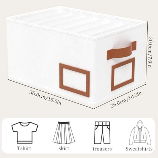 Set di 3 contenitori pieghevoli per organizzazione abbigliamento, bianco