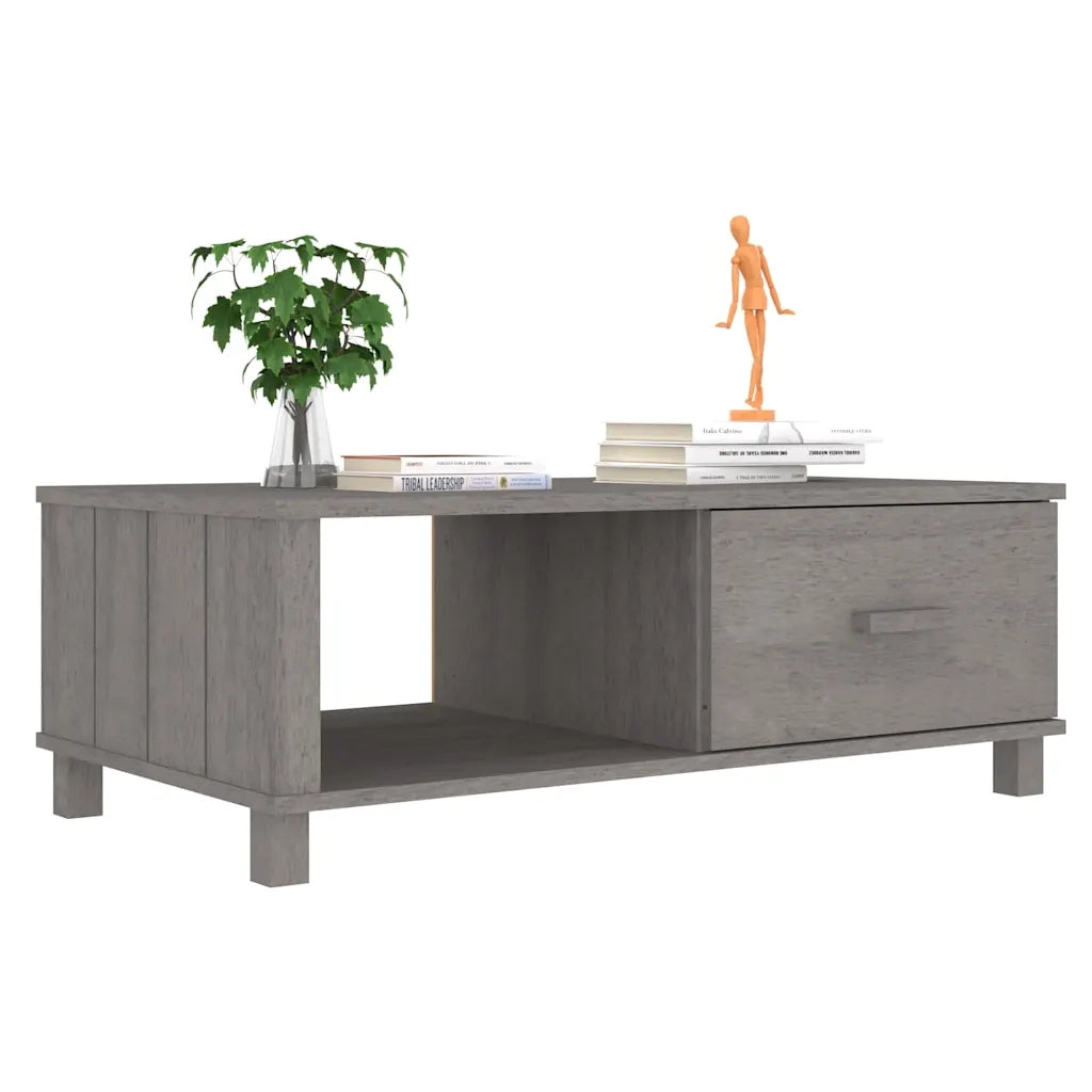 Tavolino HAMAR Grigio Chiaro 100x55x35cm Legno Massello di Pino 340455