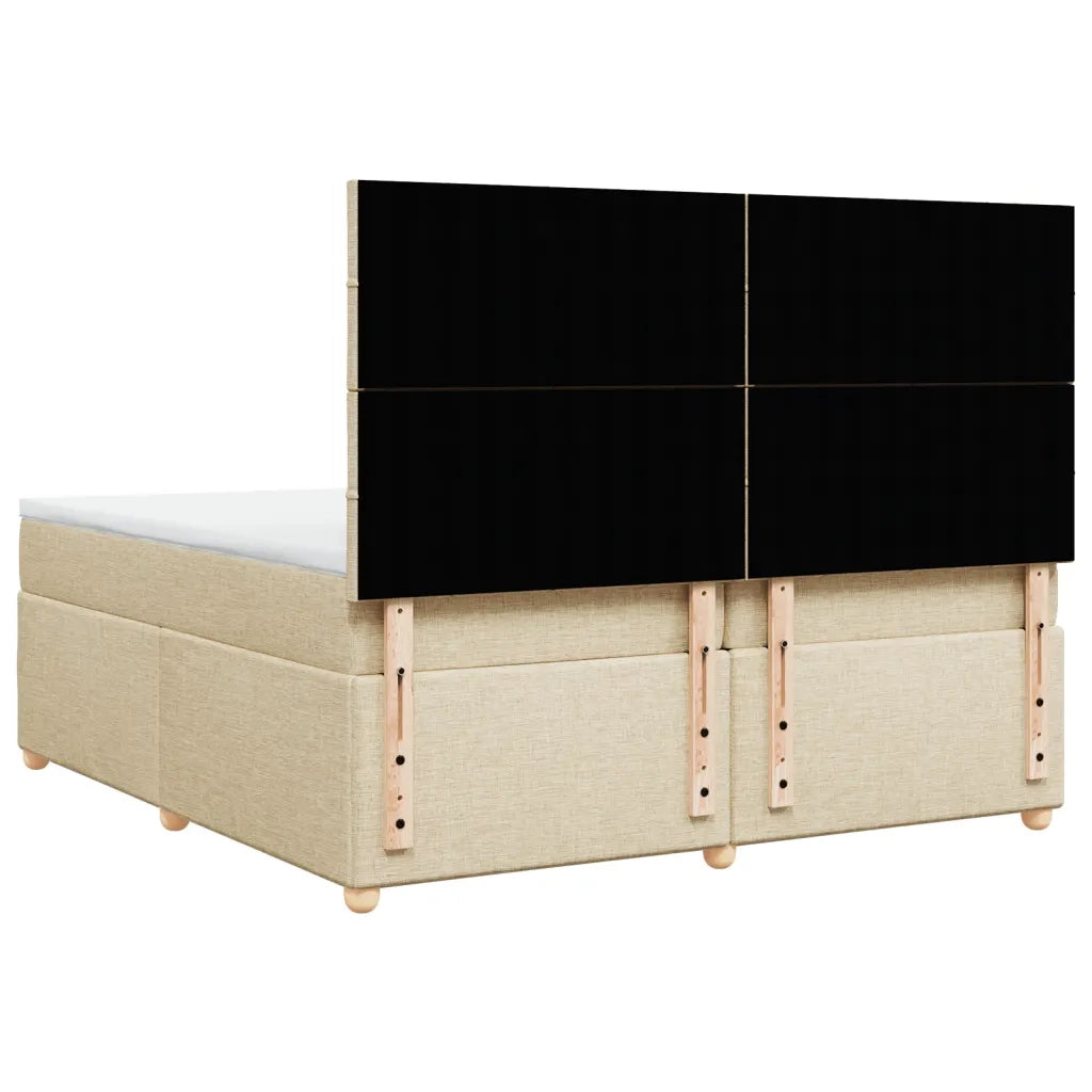Giroletto a Molle con Materasso Crema 200x200 cm in Tessuto