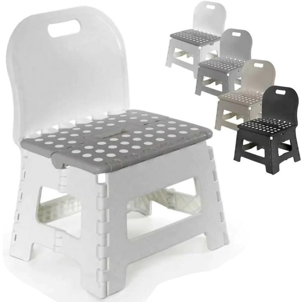Trade Shop - Sgabello Multiuso Salvaspazio Pieghevole Sedia Con Schienale Colori Assortiti -