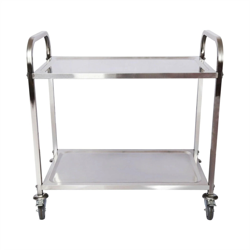 Carrello di servizio in acciaio raffinato con 2 ripiani fino a 150 kg carrello da cucina mobile acciaio inox 16_0002575