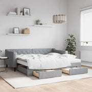 Divano Letto Estraibile Cassetti Grigio Chiaro 90x190cm Tessuto 3197490