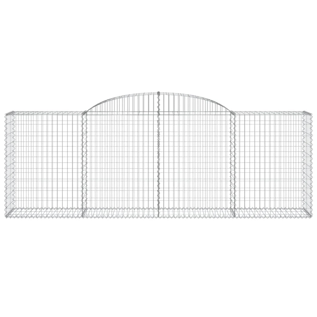 Cestini gabbioni recinzione a gabbia muro di contenimento ad arco 11 pezzi 300 x 50 x 100/120 cm ferro zincato argento 02_0040345