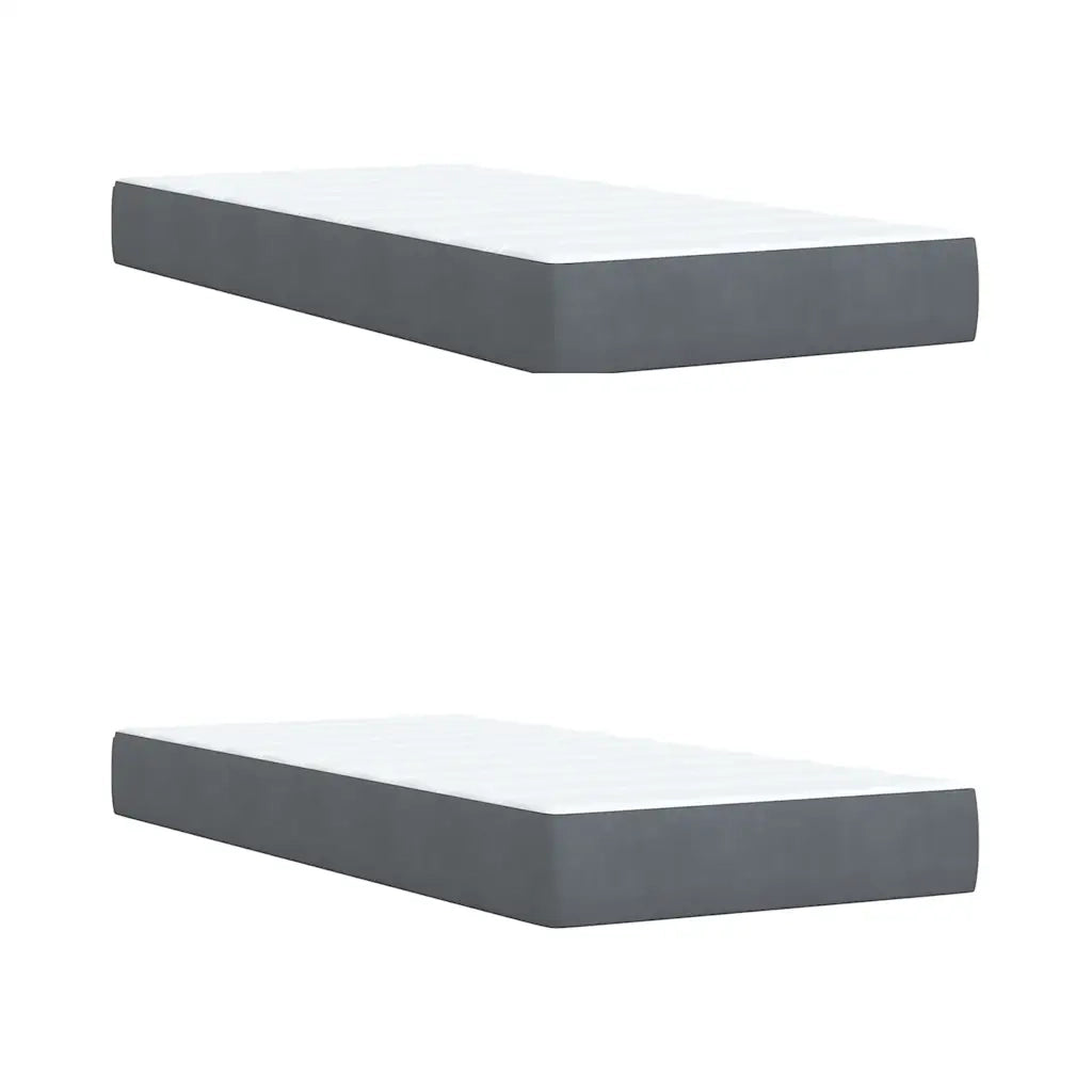 Giroletto a Molle con Materasso Grigio Scuro 200x200 cm Velluto