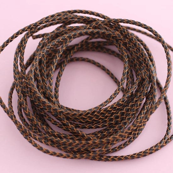 Cinturino in pelle di 5m - Catena in pelle intrecciata - Rete in pelle rotonda 3mm - Nastro in pelle multicolore - Banda in pelle vera - Materiale per DIY - Nastro in pelle