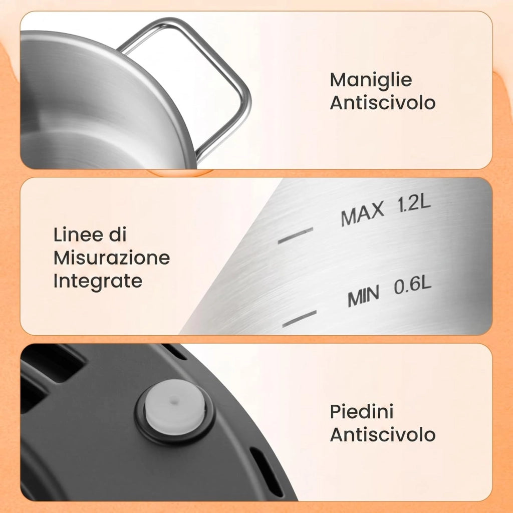 COSTWAY 1200W Set Fonduta Elettrica, in Acciaio Inox con Pentola da 2,3L, Base Riscaldante, 6 Forchette, per Formaggio Cioccolato, Temperatura Regolabile e Protezione dal Surriscaldamento
