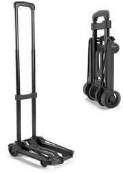 Carrello Portatile Opaco - Trasportabile e Compattabile - Manubrio Regolabile - Capacità di Carico fino a 55 kg - Nero