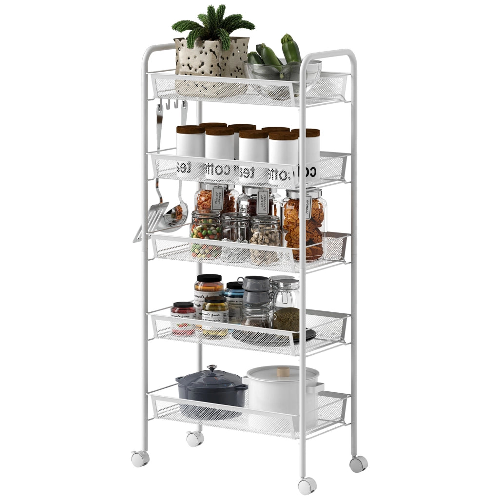 Carrello da cucina ¨C Zephmum ¨C Bianco, Acciaio/Kunststoff, 45x26,5x106 cm