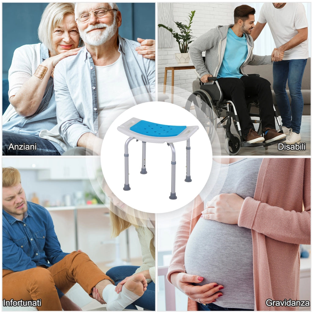 Sgabello da Bagno Regolabile Antiscivolo ¨C zephmum ¨C Blu