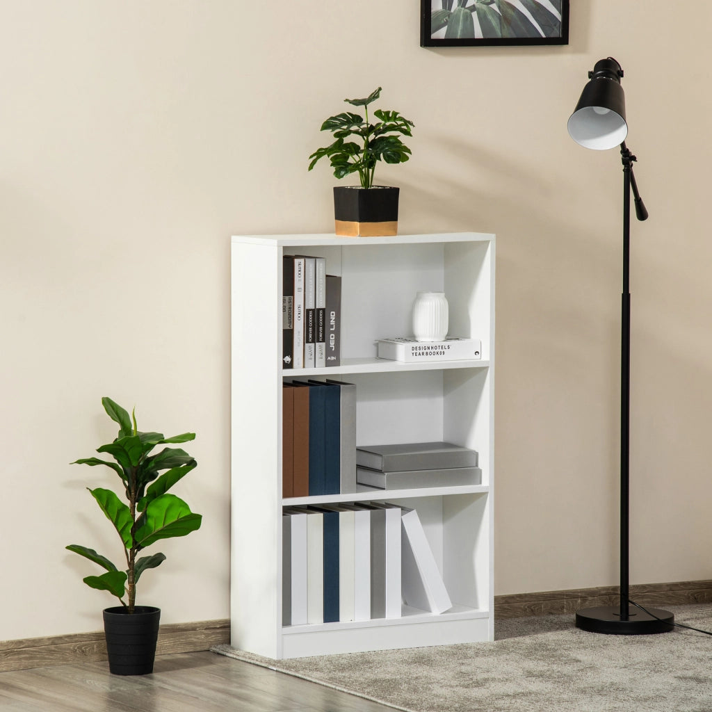 Libreria con 3 Scomparti per Libri ¨C zephmum ¨C 62.2x24x102.4 cm Bianco