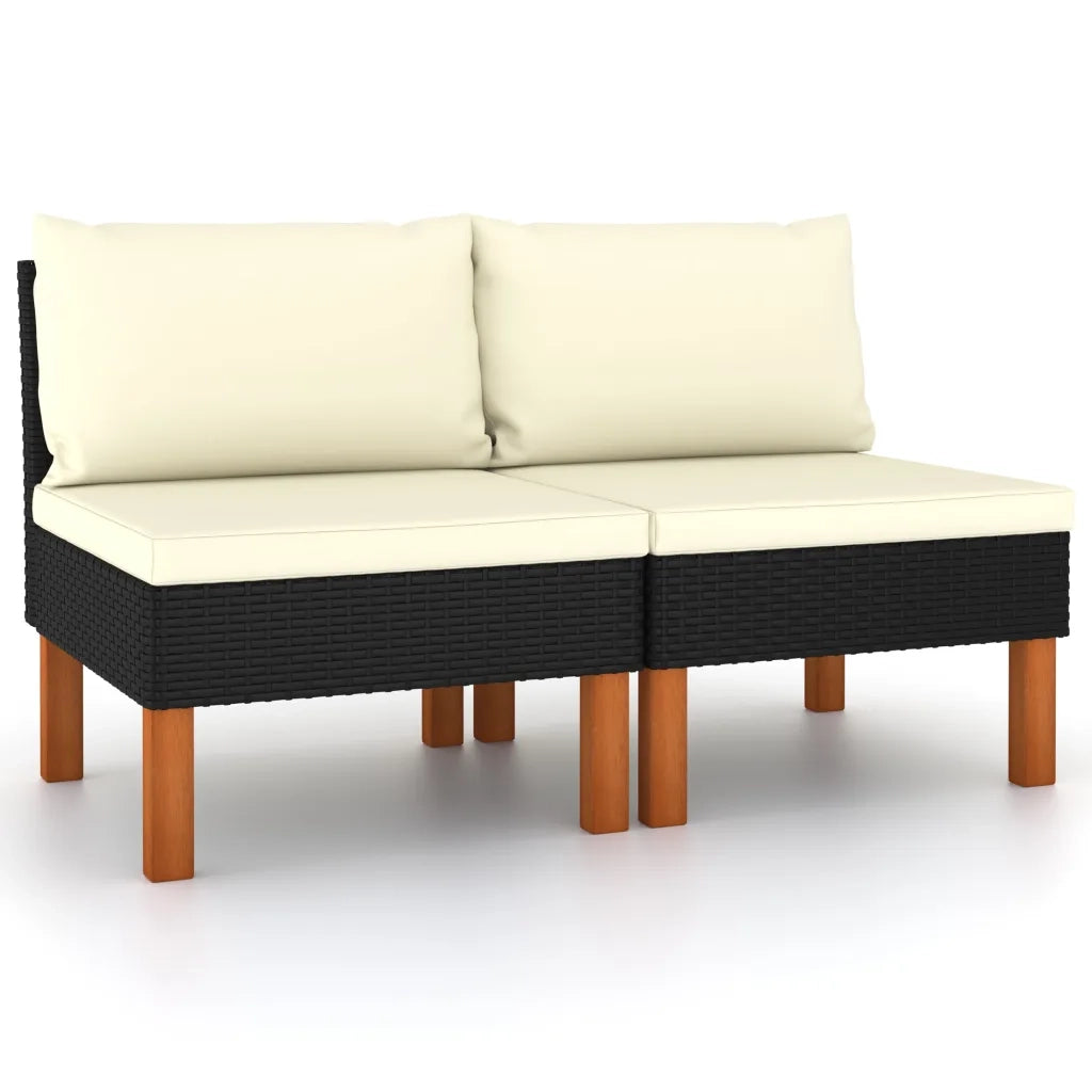 Divani Centrali 2 pz Polyrattan e Legno Massello di Eucalipto cod mxl 65316