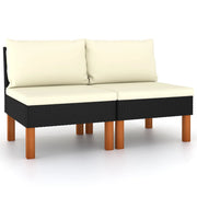 Divani Centrali 2 pz Polyrattan e Legno Massello di Eucalipto cod mxl 65316