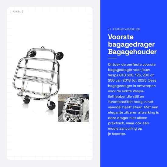 Bagagedrager Avansata - Lavorazione Alluminio - Robusta - Adatta Per Vespa GTS 125/200/250/300 - 2018-2025 - Sostenibile - Porta Bagagli