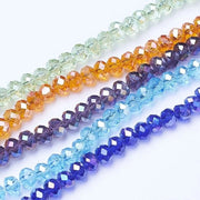 Facce Rondelle in Vetro 6mm - AB Geplateato - Colore Misto - Per Creare Gioielli - Circa 92-94 Stck/Striscia