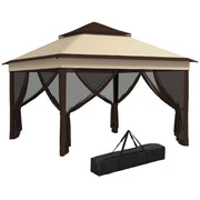 Gazebo 3x3 Regolabile ¨C zephmum ¨C Acciaio, Tessuto Oxford, Caff¨¨ e Beige