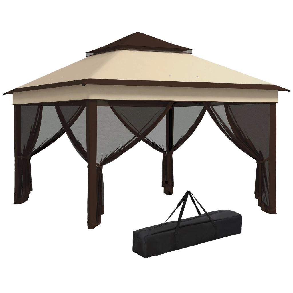 Gazebo 3x3 Regolabile ¨C zephmum ¨C Acciaio, Tessuto Oxford, Caff¨¨ e Beige