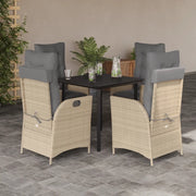 Set da Pranzo da Giardino 5 pz con Cuscini Beige in Polyrattan 3213265