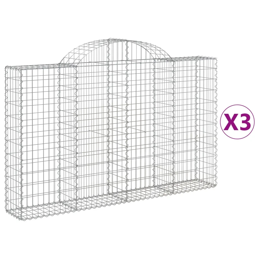 Cesti Gabbioni ad Arco 3 pz 200x30x120/140 cm Ferro Zincato 3146132