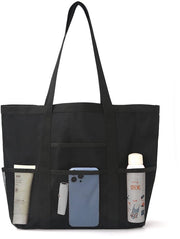 Borsa da Spiaggia XXL con Cerniera - Borsa da Bagno Opaca - Borsa da Spiaggia a Maglia - 46 x 33 x 13 cm