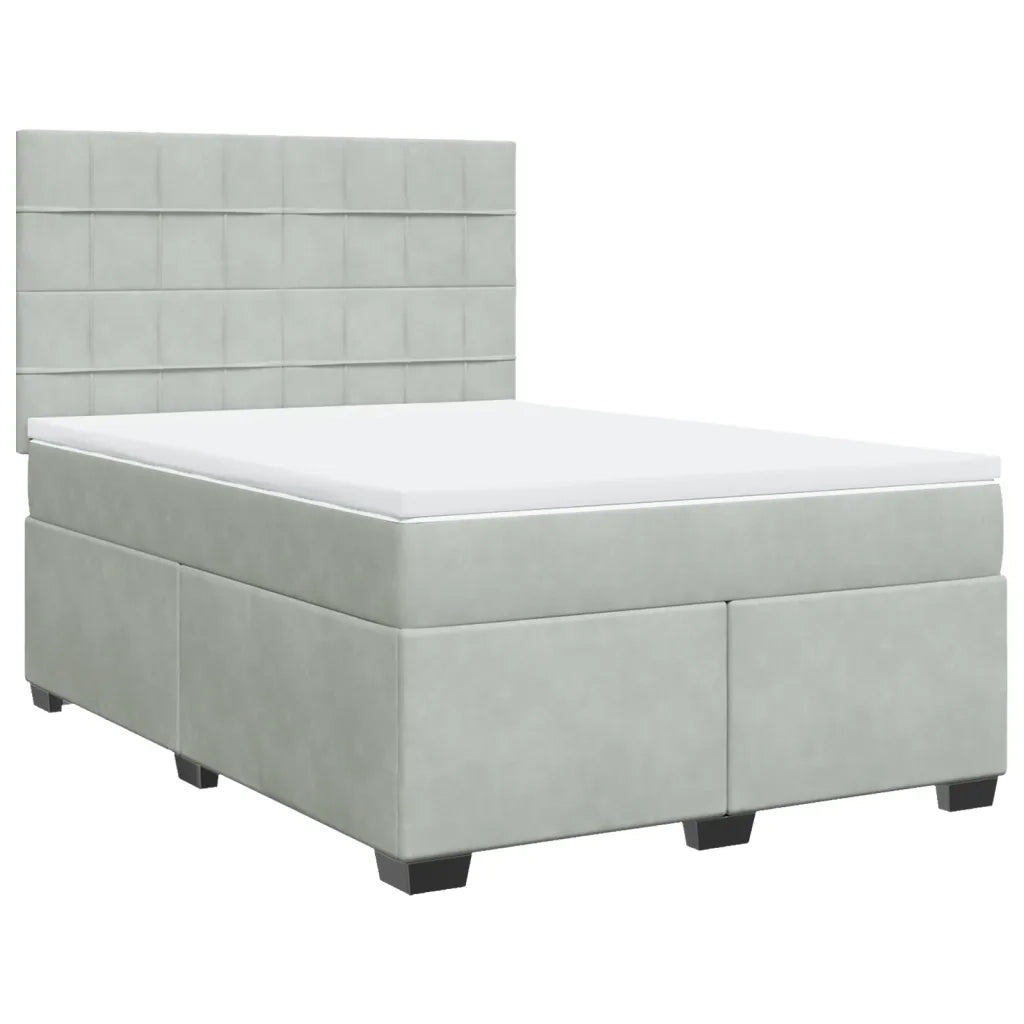 Giroletto a Molle con Materasso Grigio Chiaro 140x200cm Velluto