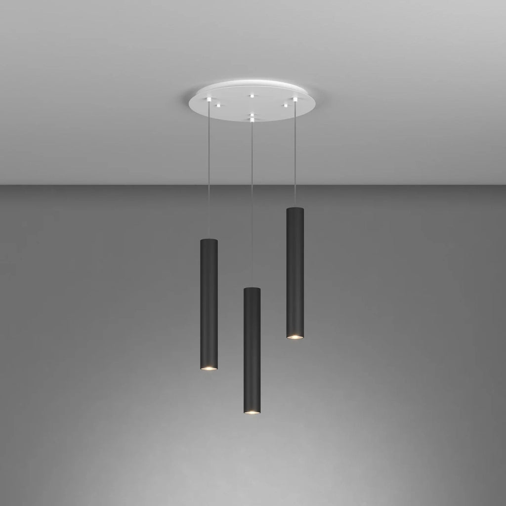 Lampadario Tondo Industrial-Minimal Xeana Metallo Bianco Nero 3 Luci Gu10